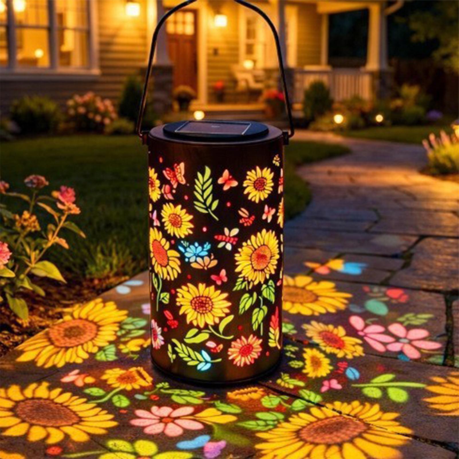 Outdoor Lighting Pathway - Sunflower Solar Lantern Weatherproof Metal Colorful