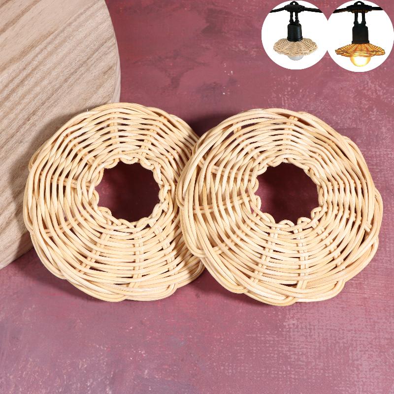 Outdoor Lighting Chandelier - (SH）*2Pcs Handwoven Rattan Lampshade Vintage Chandelier
