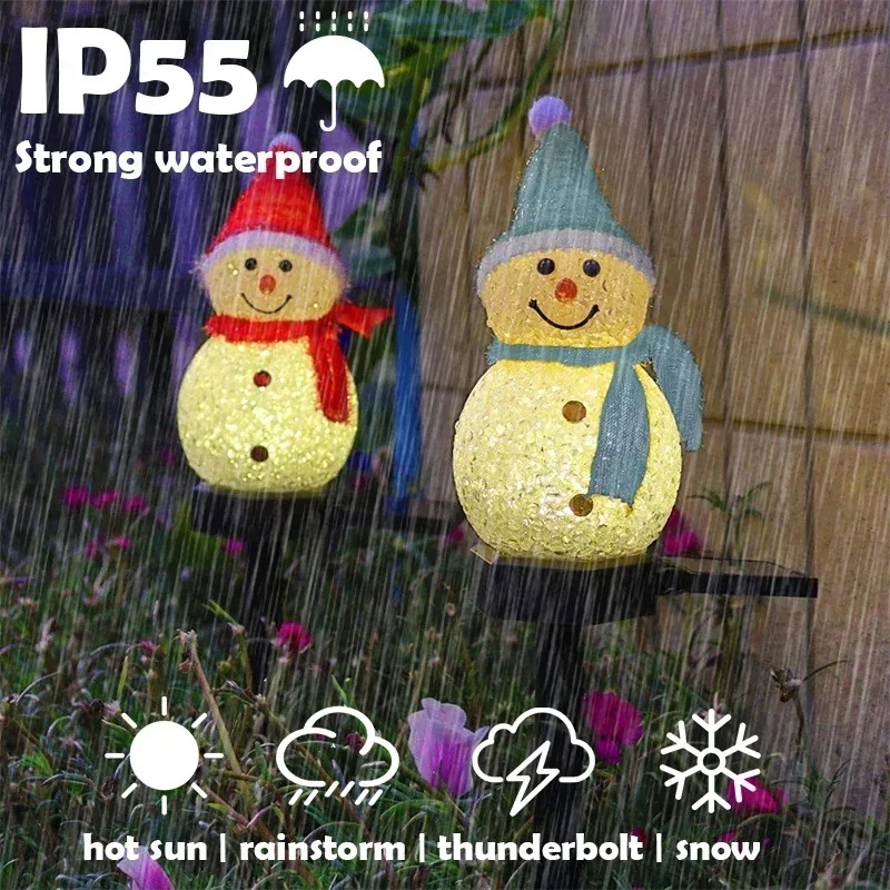 Outdoor Lighting Pathway - Christmas Snowman Solar Garden Light LED