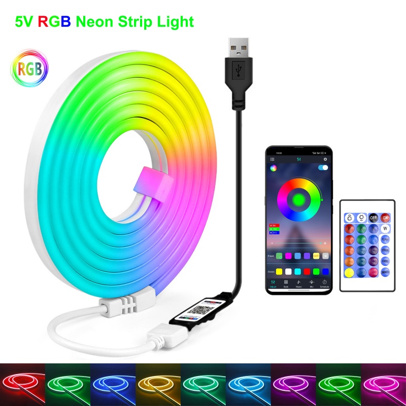 RGB LED Neon Strip 5V USB  Blu - đánh giá và giá Outdoor Lighting No Wiring