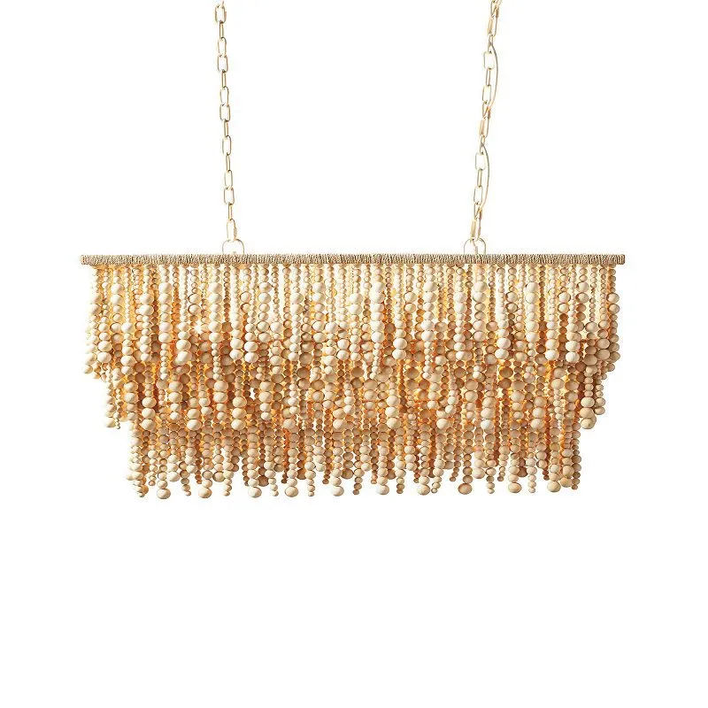 Bohemian Wood Bead Chandelier  - đánh giá và giá Outdoor Lighting Chandelier
