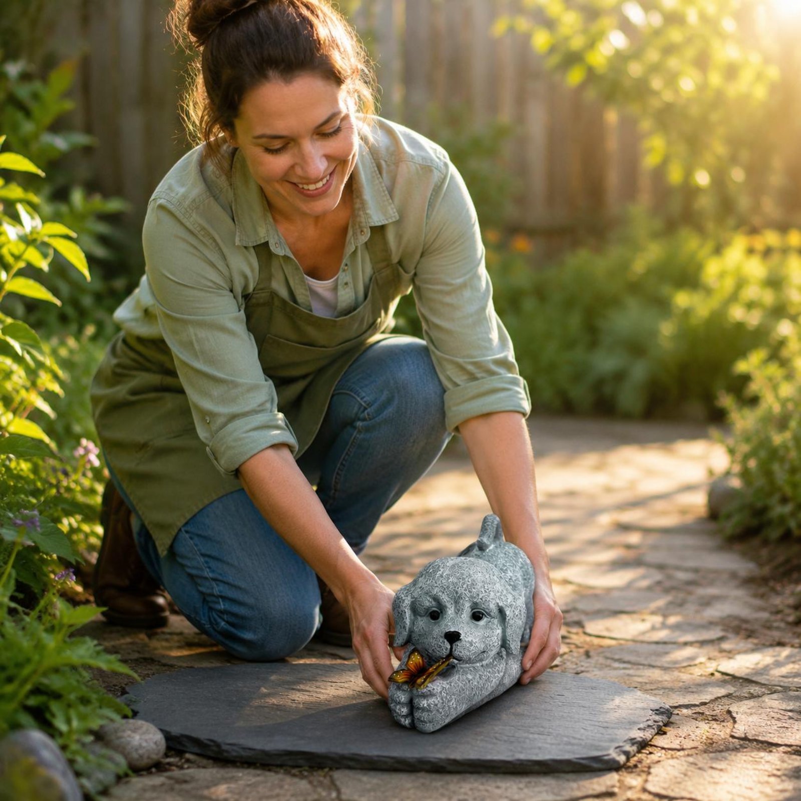 Solar Dog Statue Resin Craft S - đánh giá và giá Outdoor Lighting No Wiring