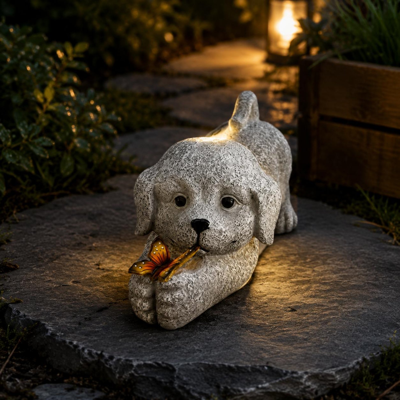 Solar Dog Statue Resin Craft S - đánh giá và giá Outdoor Lighting No Wiring
