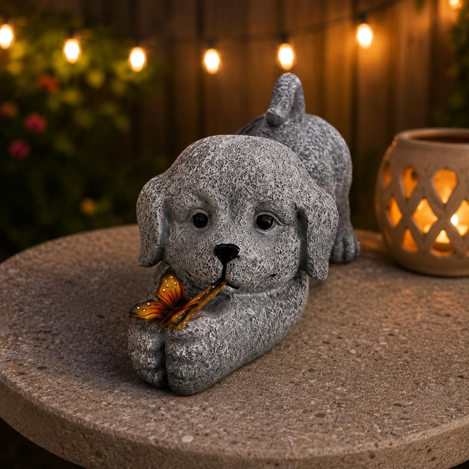 Solar Dog Statue Resin Craft S - đánh giá và giá Outdoor Lighting No Wiring